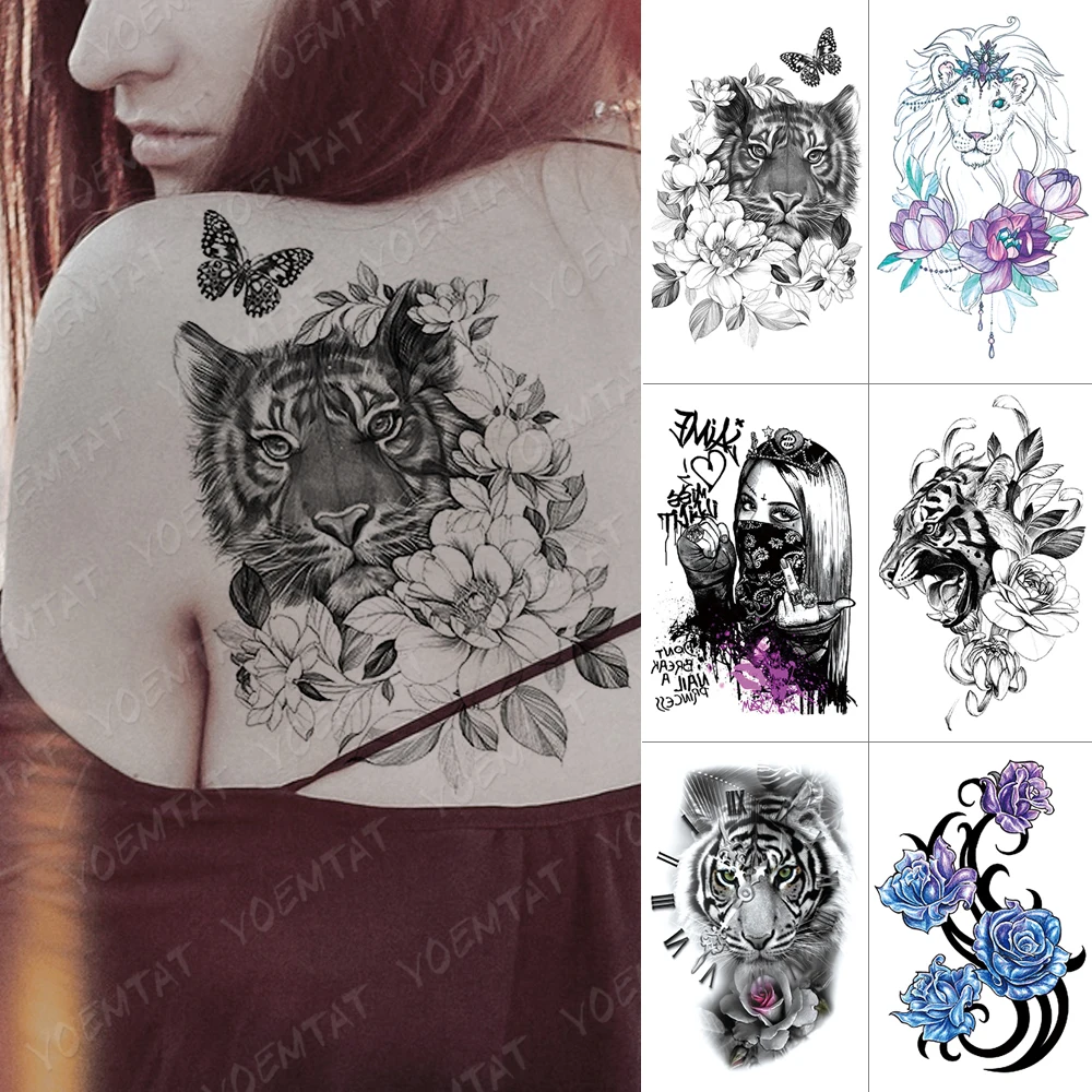 Waterproof Temporary Tattoo Sticker Tiger Flowers Butterfly Flash Tattoos Lion Cool Girl Crown Body Art Arm Fake Tatoo Women Men
Waterproof Temporary Tattoo Sticker Tiger Flowers Butterfly Flash Tattoos Lion Cool Girl Crown Body Art Arm Fake Tatoo Women Men