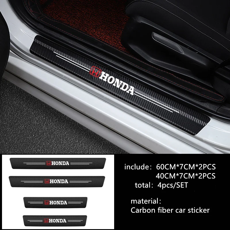 4 шт. наклейки из углеродного волокна на порог двери Honda City Odyssey CRV HRV Legend Jazz RR VTi