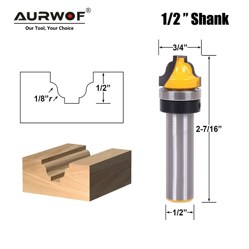 

1pc 12mm 1/2" Shank Faux Ogee Router Bit C3 Carbide Tipped Woodworking Cutters 12.7mm Wood Milling Cutter Carving MC03073