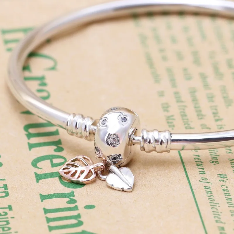 925 Sterling Silver Pandora Bracelet Rose Gold Leaf With Crystal Button Bracelet Fit European Charm Bracelets Women Jewelry
925 Sterling Silver Pandora Bracelet Rose Gold Leaf With Crystal Button Bracelet Fit European Charm Bracelets Women Jewelry