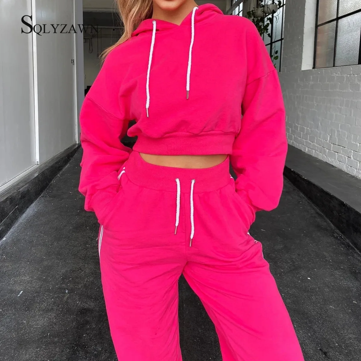 Women's Fashion Side Striped Hooded Sweatshirt Casual Pink 2 Two Piece Suit Autum Winter Long Sleeve Fitness Outfits Sweatsuit
Women's Fashion Side Striped Hooded Sweatshirt Casual Pink 2 Two Piece Suit Autum Winter Long Sleeve Fitness Outfits Sweatsuit