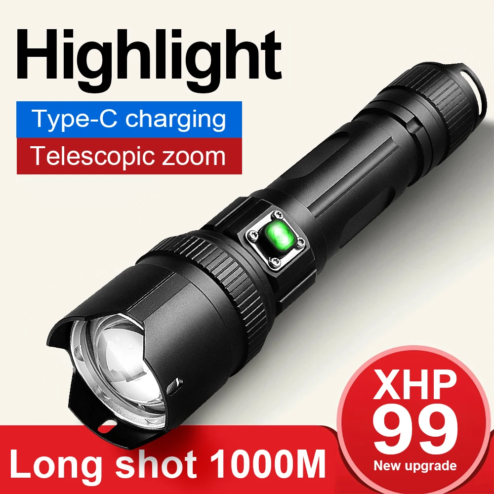 Super Bright XHP99 LED Flashlight 18650 Telescopic USB Rechargeable Torch XHP50 Tactical Powerful Flash Light Camping Lantern
Super Bright XHP99 LED Flashlight 18650 Telescopic USB Rechargeable Torch XHP50 Tactical Powerful Flash Light Camping Lantern