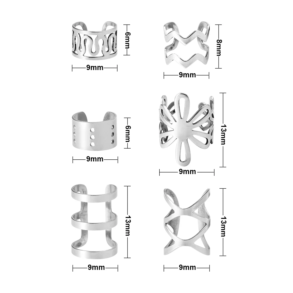 6PC Elegant Stainless Steel Wrap Cuff Clip on Earrings Ear Cuffs for Women No Pierce Earrings Fake Earring Piercing Jewelry 2020
6PC Elegant Stainless Steel Wrap Cuff Clip on Earrings Ear Cuffs for Women No Pierce Earrings Fake Earring Piercing Jewelry 2020