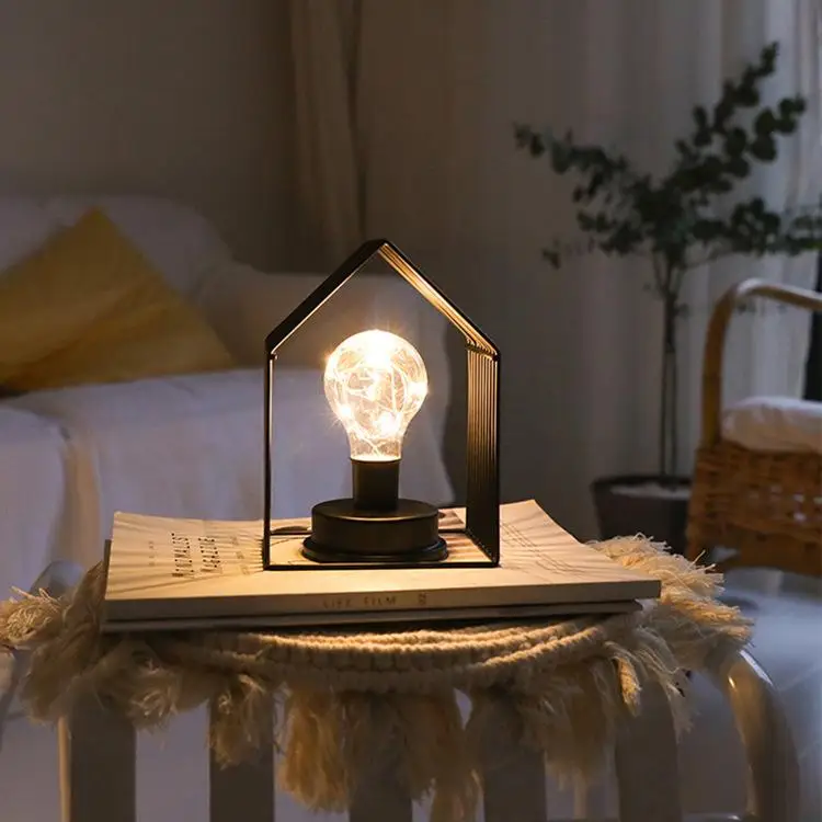 Nordic Creative LED House Shape Night Light with String Bulb Table Lamp for Bedroom Decoration Room Layout AA Battery Powered
Nordic Creative LED House Shape Night Light with String Bulb Table Lamp for Bedroom Decoration Room Layout AA Battery Powered