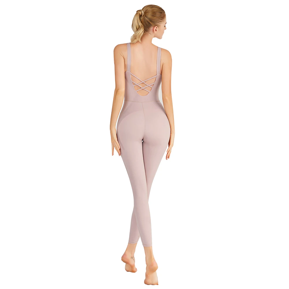 

Women Jumpsuit with Wireless Pads Nude Feeling Quick Dry Gymnastics Dancing Aerial Yoga Bodysuits