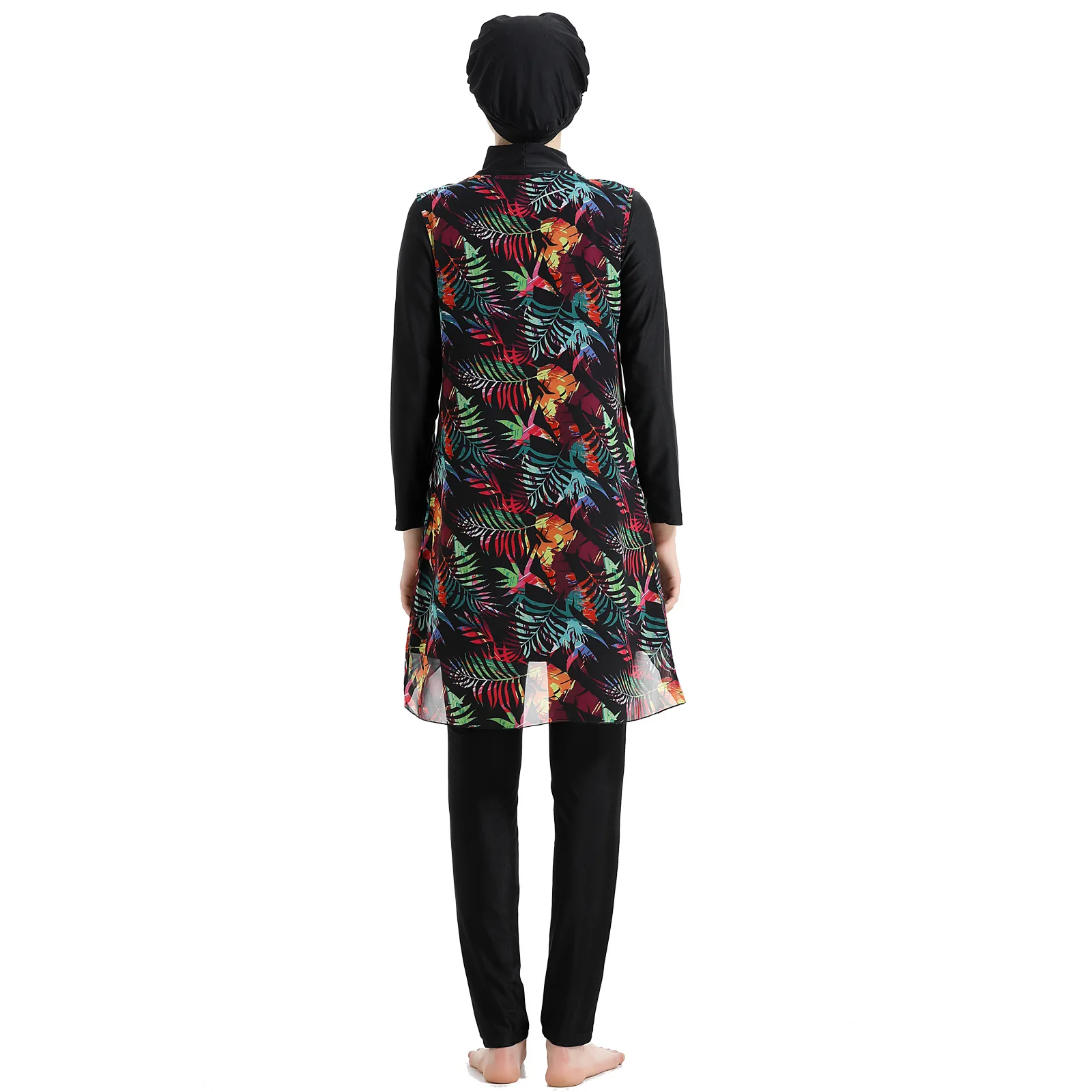 High Quality Muslim Full Cover Swimwear Women's Fashion Split Printed Beach Swimsuit Set Conservative Islamic Burkini | Спорт и