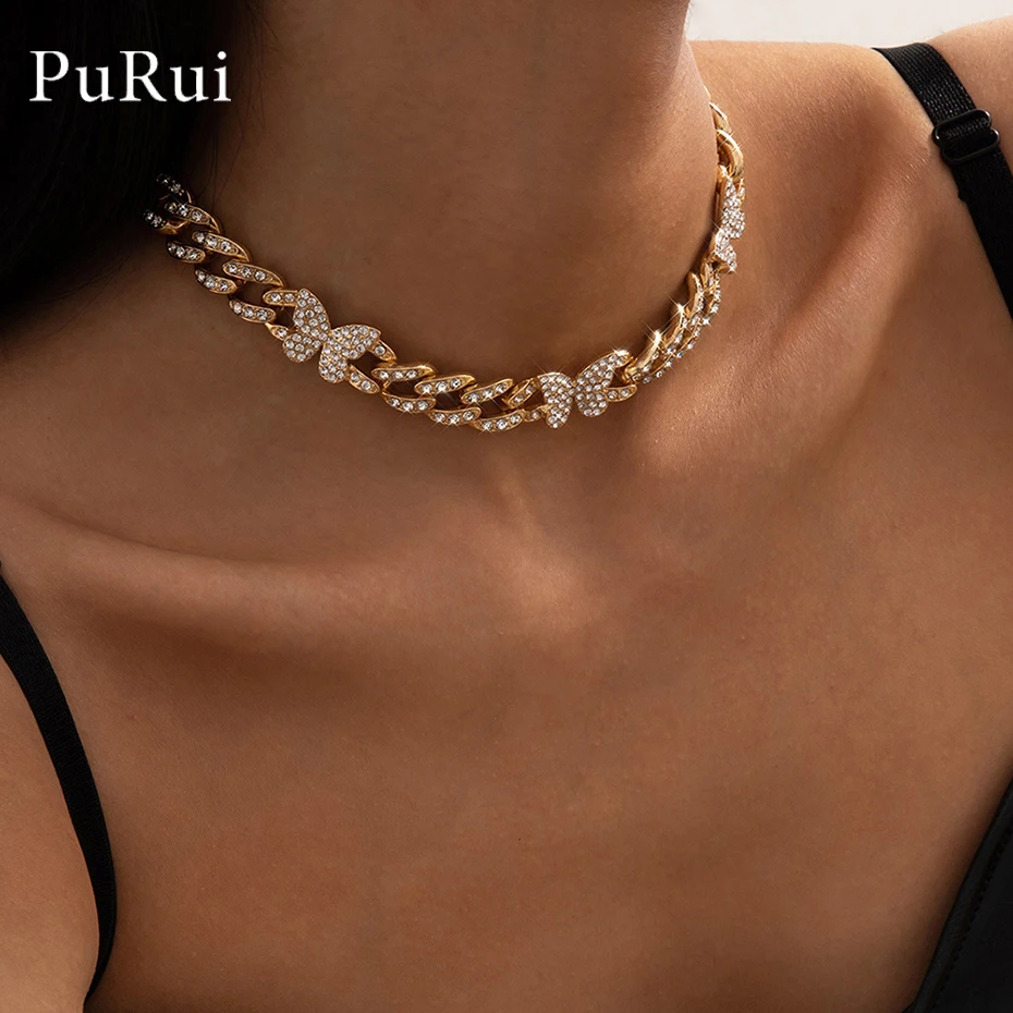 PuRui Shiny Crystal Butterfly Choker Necklace Female Rhinestone Bling Statement Cuban Link Chain Choker for Woman Party Jewelry
PuRui Shiny Crystal Butterfly Choker Necklace Female Rhinestone Bling Statement Cuban Link Chain Choker for Woman Party Jewelry