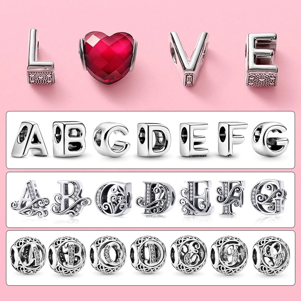 925 Sterling Silver Charm 26 Letters A-Z Charms for Bracelet Making Fit Pandora Bracelet for Women Fashion DIY Jewelry Gift
925 Sterling Silver Charm 26 Letters A-Z Charms for Bracelet Making Fit Pandora Bracelet for Women Fashion DIY Jewelry Gift