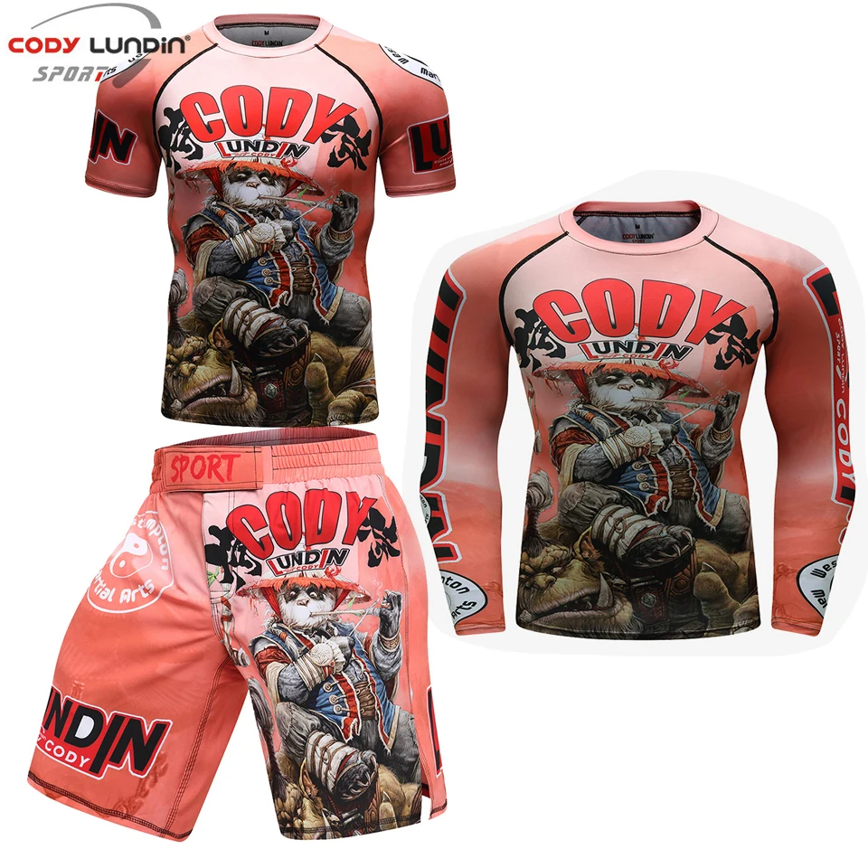 

Мужская компрессионная рубашка Рашгард для фитнеса BJJ MMA, боксерская Муай Тай, мужские спортивные костюмы, комплект для бега, одежда для тренировок в тренажерном зале