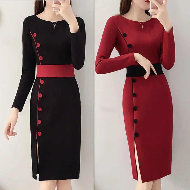 Elegant Women's Dress Spring New Long Sleeve Formal Business Work Dresses Evening Party Improved cheongsam Dress Vestidos
Elegant Women's Dress Spring New Long Sleeve Formal Business Work Dresses Evening Party Improved cheongsam Dress Vestidos