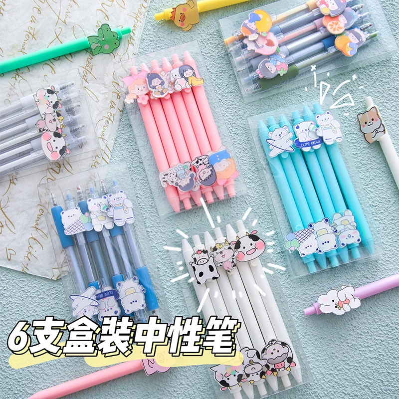 6pcs Cute School Supplies Cartoon Kawaii Pens Set Push Type Gel Pen Kawaii Handles Stationery WholesaleBeautiful Pencils Writing
6pcs Cute School Supplies Cartoon Kawaii Pens Set Push Type Gel Pen Kawaii Handles Stationery WholesaleBeautiful Pencils Writing