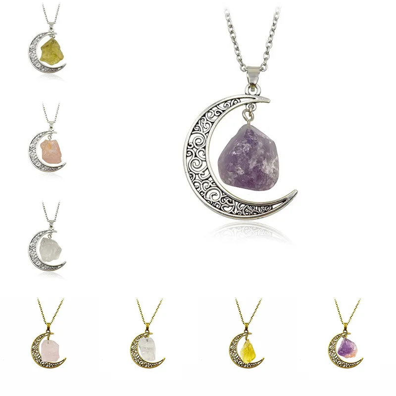 Moon Necklace exquisite natural crystal stone necklace retro moon alloy sweater chain not allergic wholesale
Moon Necklace exquisite natural crystal stone necklace retro moon alloy sweater chain not allergic wholesale