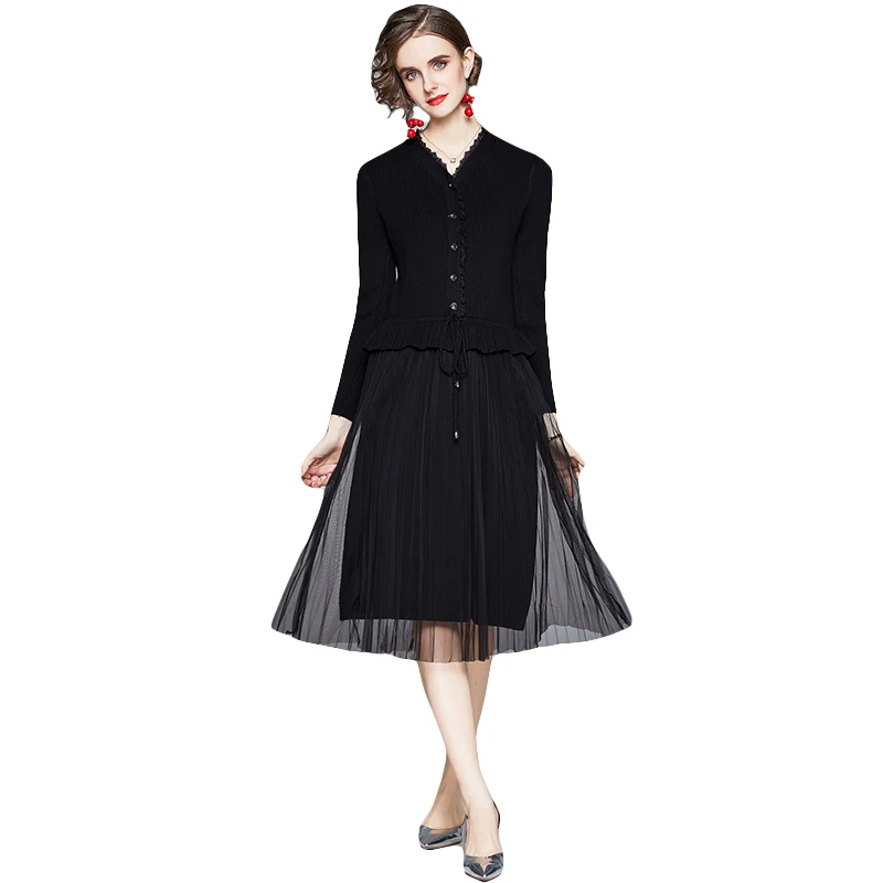 Women Spring & Autumn Elegant Sweater Dress Festa High Quality Pleated Mesh Party Robe Femme Vintage Designer Vestidos
Women Spring & Autumn Elegant Sweater Dress Festa High Quality Pleated Mesh Party Robe Femme Vintage Designer Vestidos