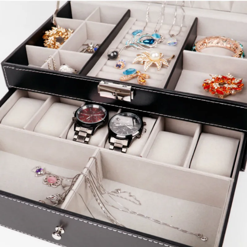 High-end Double-layer Jewelry Box 6-digit Watch Box Jewelry Storage Display Packaging Box Leather Box Watch Box Case
High-end Double-layer Jewelry Box 6-digit Watch Box Jewelry Storage Display Packaging Box Leather Box Watch Box Case