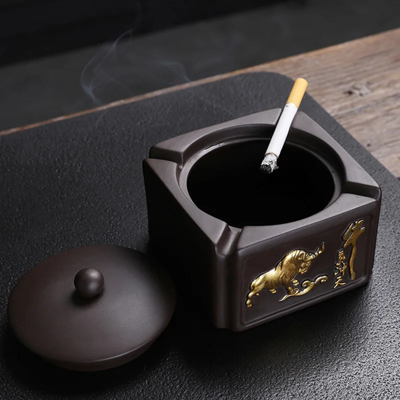 Retro purple sand bullish soaring ashtray with lid home living room coffee table decorations anti-ash flying creative smoke cup
Retro purple sand bullish soaring ashtray with lid home living room coffee table decorations anti-ash flying creative smoke cup
