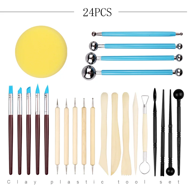 24pcs Pottery Ceramic Clay Tools Set Polymer Clay Wooden Pottery Sculpting sculpture Clay Cleaning Art Kit for Pottery Modeling
24pcs Pottery Ceramic Clay Tools Set Polymer Clay Wooden Pottery Sculpting sculpture Clay Cleaning Art Kit for Pottery Modeling