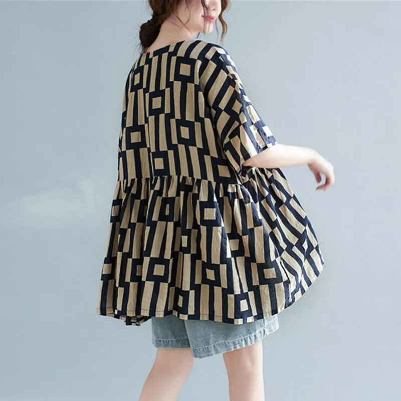 Oversized Women Cotton Linen Casual Shirts New 2021 Summer Vintage Style V-neck Print Loose Female Batwing Sleeve Tops S3795
Oversized Women Cotton Linen Casual Shirts New 2021 Summer Vintage Style V-neck Print Loose Female Batwing Sleeve Tops S3795