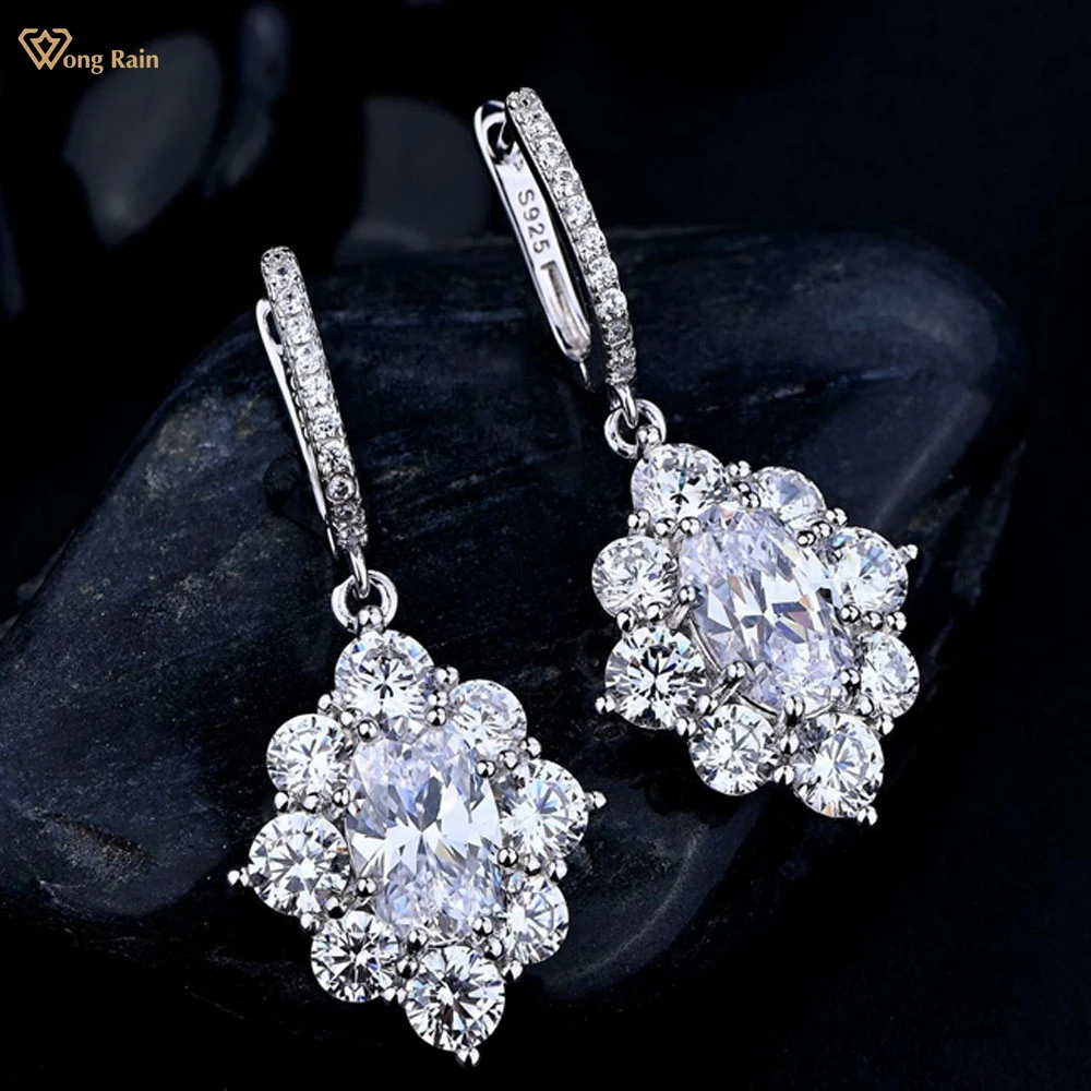 Wong Rain Luxury 100% 925 Sterling Silver 9*6MM Created Moissanite Gemstone Wedding Engagement Lady Dangle Earrings Fine Jewelry
Wong Rain Luxury 100% 925 Sterling Silver 9*6MM Created Moissanite Gemstone Wedding Engagement Lady Dangle Earrings Fine Jewelry