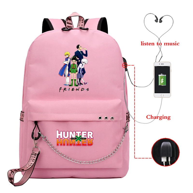 Рюкзак для ноутбука Hunter X Killua Baka школьные сумки с USB-разъемом женские дорожные