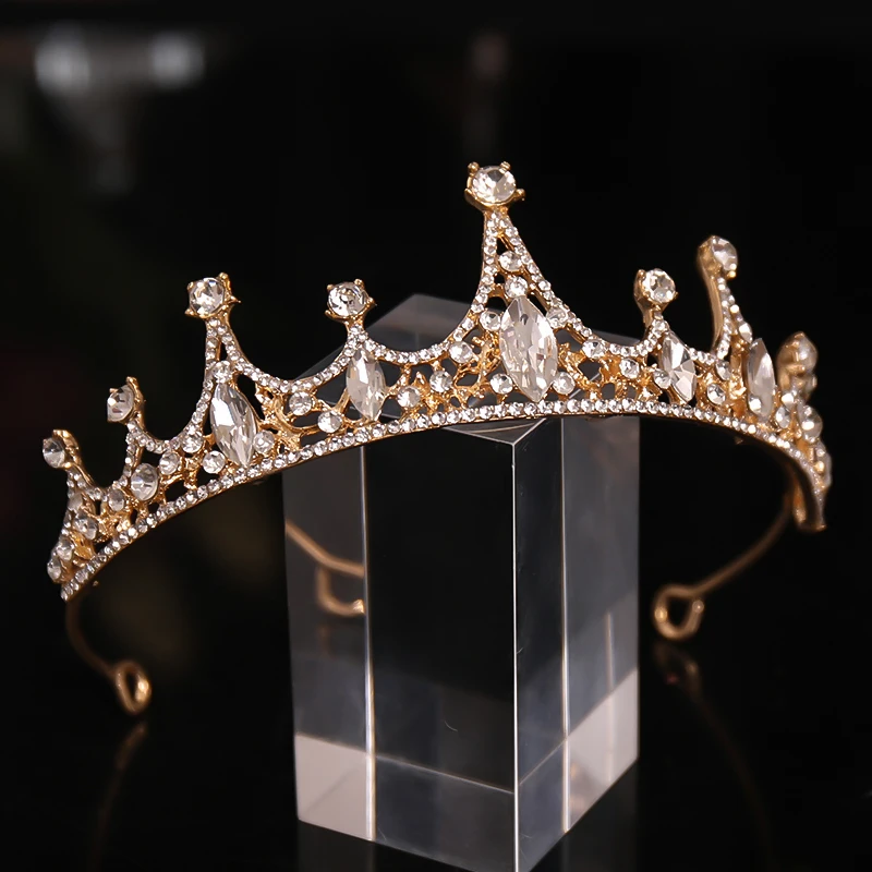 Золотистая цветная Корона и Тиара аксессуары для волос женщин свадебные корона