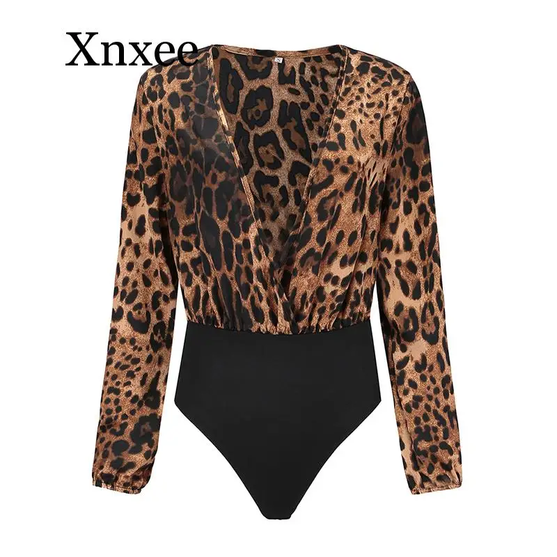 Deep V Women Neck Long Sleeve Leopard Print Bodysuit Autumn Winter Sexy Lantern Sleeve Lady Bodysuit Female
Deep V Women Neck Long Sleeve Leopard Print Bodysuit Autumn Winter Sexy Lantern Sleeve Lady Bodysuit Female