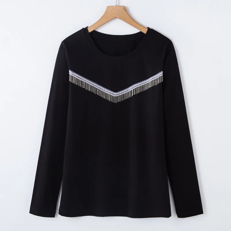 Women's long sleeve Korean Pure Black T-Shirt NEW 2021 autumn big V chain versatile slim fit women's top 6733-1
Women's long sleeve Korean Pure Black T-Shirt NEW 2021 autumn big V chain versatile slim fit women's top 6733-1