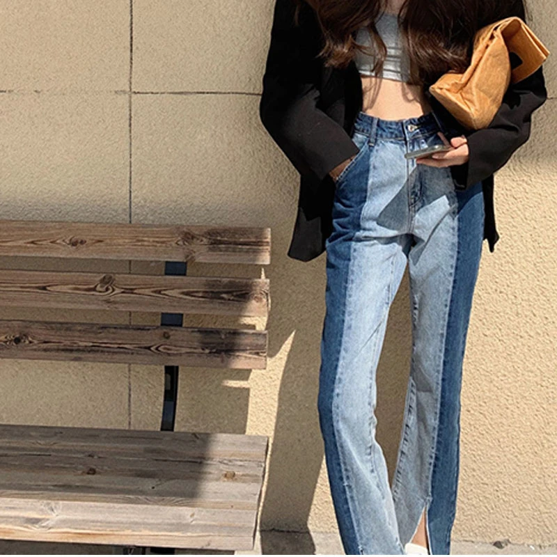 2021 Spring autumn High Waist Women Loose Jeans Pants Patchwork Long Denim Jeans Female Casual Split Denim Trousers
2021 Spring autumn High Waist Women Loose Jeans Pants Patchwork Long Denim Jeans Female Casual Split Denim Trousers