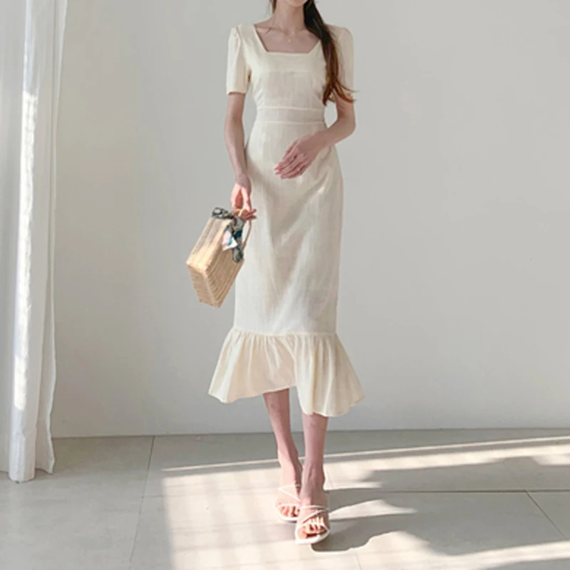 New 2020 Women Summer Dresses Casual Lace Up Bow High Waist Square Collar Trumpet Cotton and Linen Long Dress 
New 2020 Women Summer Dresses Casual Lace Up Bow High Waist Square Collar Trumpet Cotton and Linen Long Dress