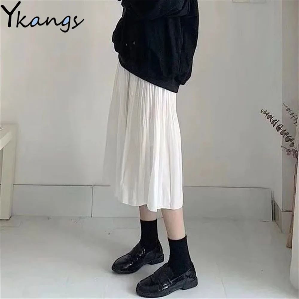 Summer Chiffon Long Pleated Skirt Women Casual High Waist Simple Sweet Wild Black White A-Line Skirt Korean Elegant Girls Saia
Summer Chiffon Long Pleated Skirt Women Casual High Waist Simple Sweet Wild Black White A-Line Skirt Korean Elegant Girls Saia