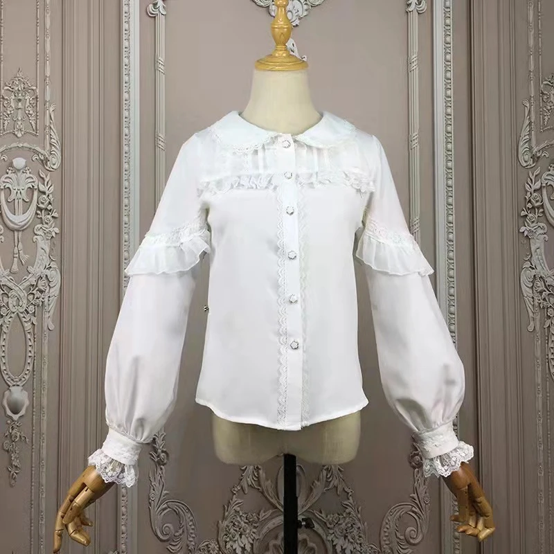 F0002Lolita doll neck Chiffon inner bishop sleeves inside long sleeve soft girl top waist closing shirt blouse
F0002Lolita doll neck Chiffon inner bishop sleeves inside long sleeve soft girl top waist closing shirt blouse