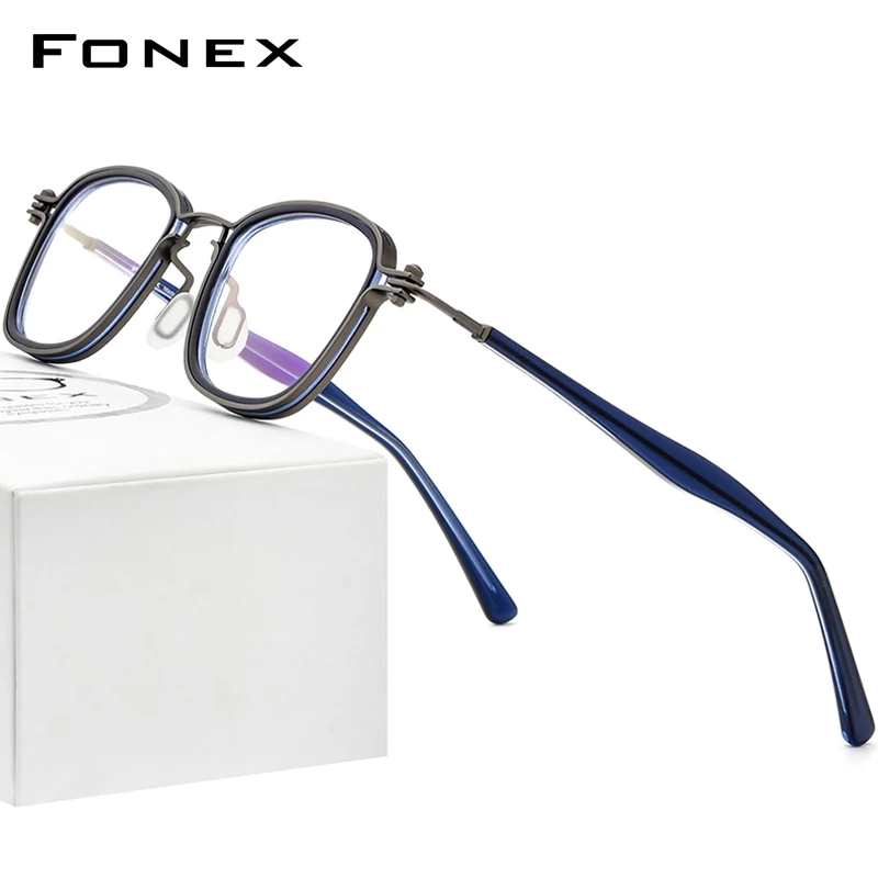 FONEX Acetate Alloy Eyeglasses Frame Men Retro Vintage Square Prescription Glasses Women Optical Korean Screwless Eyewear F1026
FONEX Acetate Alloy Eyeglasses Frame Men Retro Vintage Square Prescription Glasses Women Optical Korean Screwless Eyewear F1026