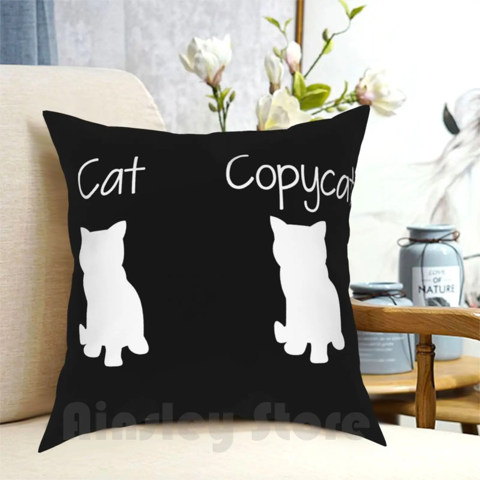 

Cat And Copycat Pillow Case Printed Home Soft Throw Pillow For Mother Mom Father Grandfather Grandmother Brother Sister