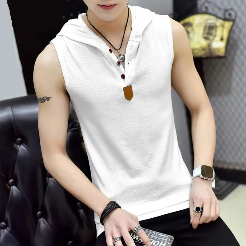 Stretchy Sleeveless Shirt Casual Fashion Hooded Tank Top Men Outwear Fitted Slim Clothing Hip Hop Gym Shirt 2021 New Brand
Stretchy Sleeveless Shirt Casual Fashion Hooded Tank Top Men Outwear Fitted Slim Clothing Hip Hop Gym Shirt 2021 New Brand