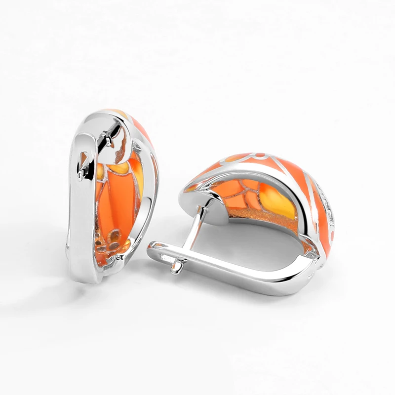 Orange flowers Earrings Silver Earrings For Women White CZ Stones fine Jewelry Colorful Enamel Handmade
Orange flowers Earrings Silver Earrings For Women White CZ Stones fine Jewelry Colorful Enamel Handmade