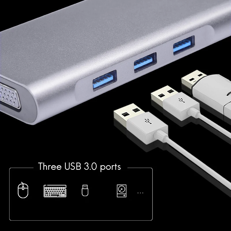 10 In1 Docking Station Type-C to HDMI/VGA/USB 3.0/Gigabit Ethernet/Audio Interface/TF/SD/PD Fast Charging Docking Hub
10 In1 Docking Station Type-C to HDMI/VGA/USB 3.0/Gigabit Ethernet/Audio Interface/TF/SD/PD Fast Charging Docking Hub