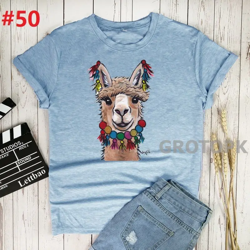 Alpaca Tassels Cartoon Animal Printed Top Women Casual Loose Oversize Korean Style 2022 Summer Women Top Female Women's T-shirts
Alpaca Tassels Cartoon Animal Printed Top Women Casual Loose Oversize Korean Style 2022 Summer Women Top Female Women's T-shirts