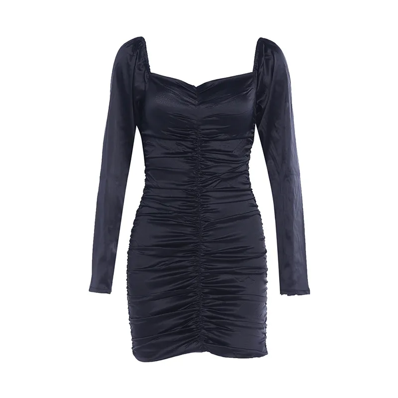 Puff Sleeve Slash Neck Satin Pleated Sexy Dress Solid Party Elegant Streetwear Outfit Off Shoulder Long Sleeve Lady Mini Dress
Puff Sleeve Slash Neck Satin Pleated Sexy Dress Solid Party Elegant Streetwear Outfit Off Shoulder Long Sleeve Lady Mini Dress