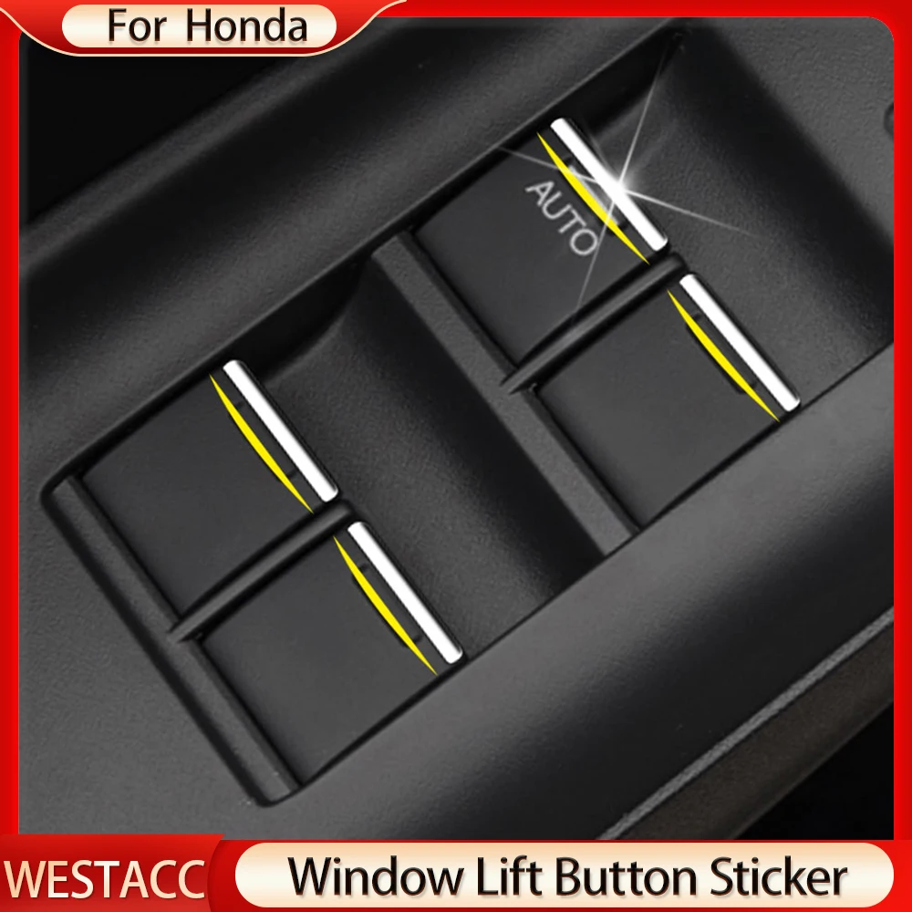 

7Pcs Car Window Switch Lift Button Sticker Sequin for Honda Jazz Fit City Civic CRV BRV Jade Accord Odyssey Pilot Accessoties