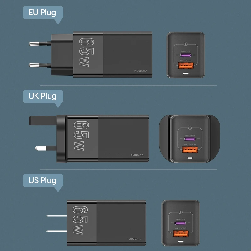 KUULAA 65W GaN Mobile Phone Charger For iPhone Xiaomi Huawei Charging Accessories Quick Charge Phone Plug Portable Travel Charge
KUULAA 65W GaN Mobile Phone Charger For iPhone Xiaomi Huawei Charging Accessories Quick Charge Phone Plug Portable Travel Charge