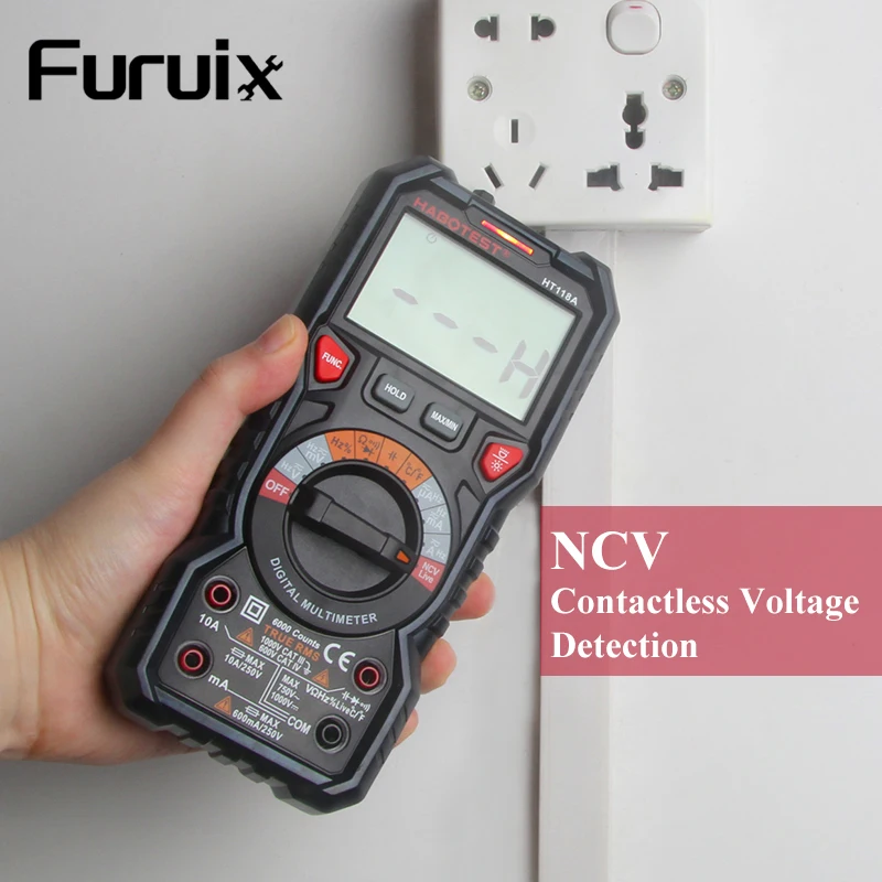 HT118 Automatic Ranging Digital Multimeter/Voltmeter Real-time Accurate Battery Voltage Tester With NCV Function
HT118 Automatic Ranging Digital Multimeter/Voltmeter Real-time Accurate Battery Voltage Tester With NCV Function