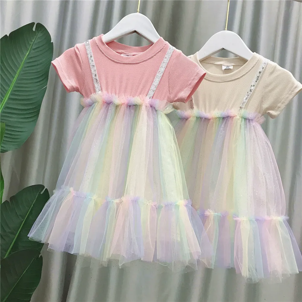 Summer Dress New Fashion Short-sleeve Sequined Printed Net Gauze Patchwork Princess Dress Cute Kid Clothes Girl Dress
Summer Dress New Fashion Short-sleeve Sequined Printed Net Gauze Patchwork Princess Dress Cute Kid Clothes Girl Dress