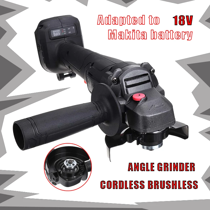 800W 18V 100mm Brushless Cordless Impact Angle Grinder Variable Speed Grinder Cutting Machine Power Tools For Makita 18V Battery
800W 18V 100mm Brushless Cordless Impact Angle Grinder Variable Speed Grinder Cutting Machine Power Tools For Makita 18V Battery