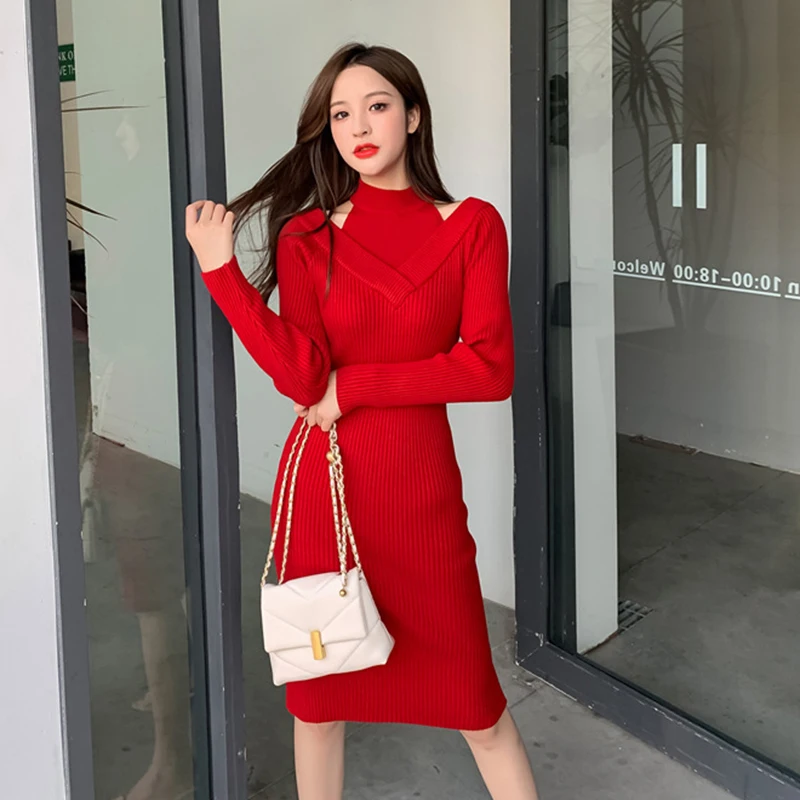 Autumn Winter Knitted Ribbed Long Sleeve Midi Dress Ladies Vintage Streetwear Robe Sexy Hollow Turtleneck Female Dress Clothes
Autumn Winter Knitted Ribbed Long Sleeve Midi Dress Ladies Vintage Streetwear Robe Sexy Hollow Turtleneck Female Dress Clothes