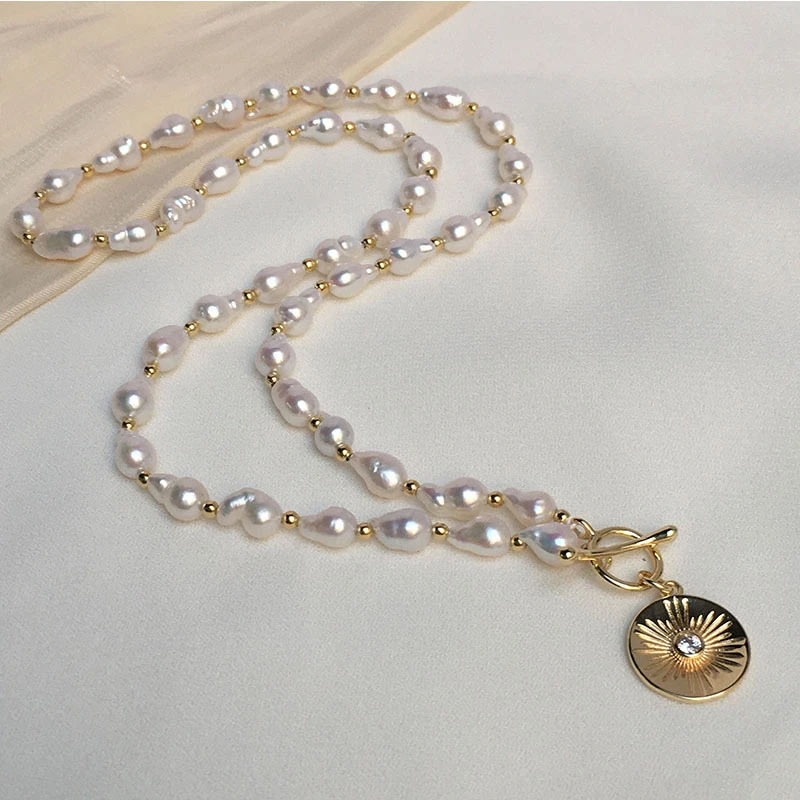 HABITOO Classic Natural 8-9mm White Baroque Pearl Necklace 14K Filled Gold Round Pendant for Women Fashion Jewelry Daily Wear
HABITOO Classic Natural 8-9mm White Baroque Pearl Necklace 14K Filled Gold Round Pendant for Women Fashion Jewelry Daily Wear