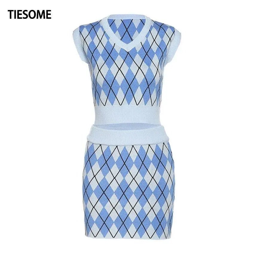 TIESOME Plaid Knitted Waistcoat Hip Skirt Casual Suit 2020 New Fashion Sleeveless V-Neck Crop Top Slim Skirt Femme Suit Ladies
TIESOME Plaid Knitted Waistcoat Hip Skirt Casual Suit 2020 New Fashion Sleeveless V-Neck Crop Top Slim Skirt Femme Suit Ladies