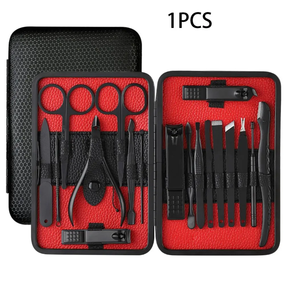 Black Stainless Steel Beauty Set 18-piece Set Nail Clippers Pedicure Knife Practical Nail Art Manicure Tool Set 
Black Stainless Steel Beauty Set 18-piece Set Nail Clippers Pedicure Knife Practical Nail Art Manicure Tool Set