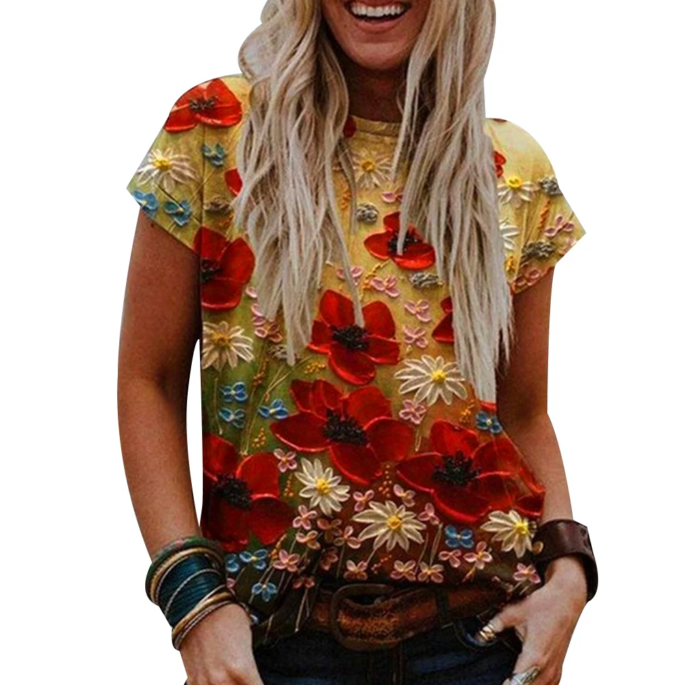 Summer Harajuku Tshirt Floral Print Pullover Tops Women Casual Short Sleeve O-neck Loose T-shirt 2021 Femme Fashion Clothes
Summer Harajuku Tshirt Floral Print Pullover Tops Women Casual Short Sleeve O-neck Loose T-shirt 2021 Femme Fashion Clothes