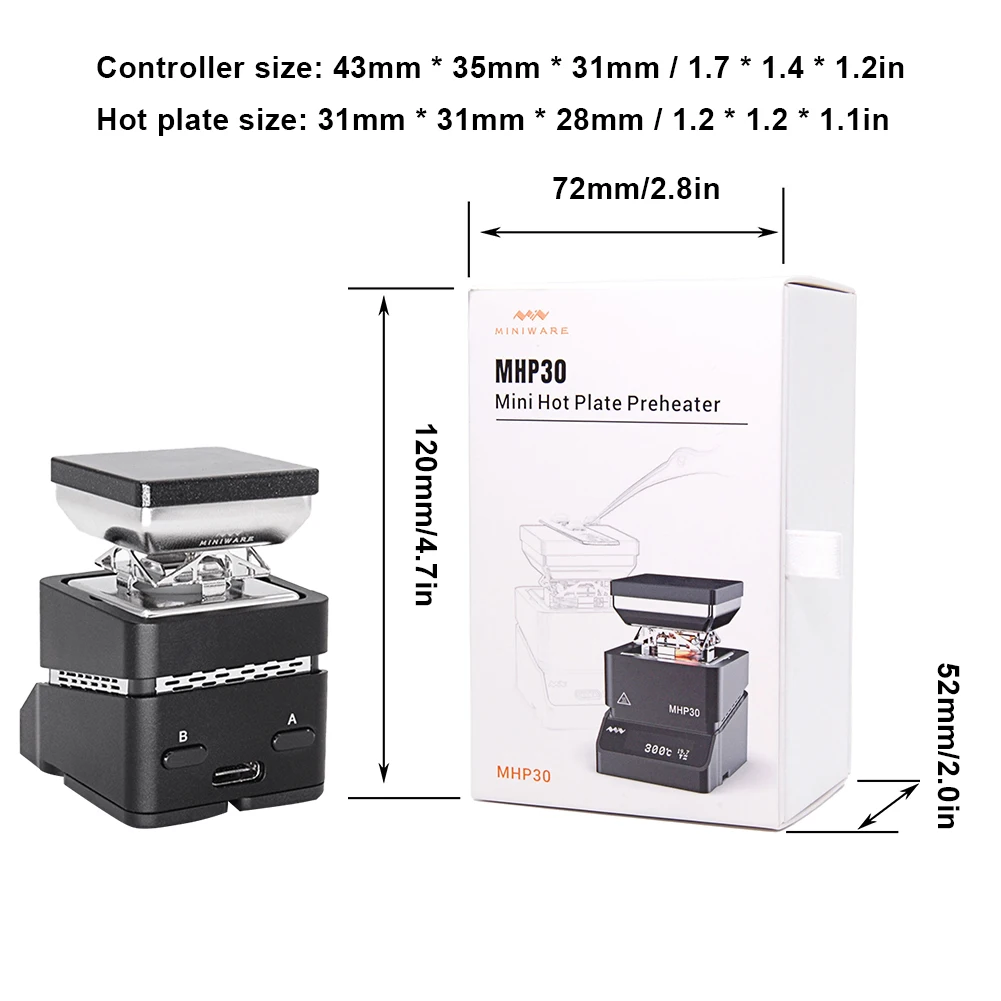 MHP30PD MHP30 Mini Hot Plate Preheater Circuit Board Separator Temperature Adjustable OLED Display Heat Station Repairing Tool 
MHP30PD MHP30 Mini Hot Plate Preheater Circuit Board Separator Temperature Adjustable OLED Display Heat Station Repairing Tool