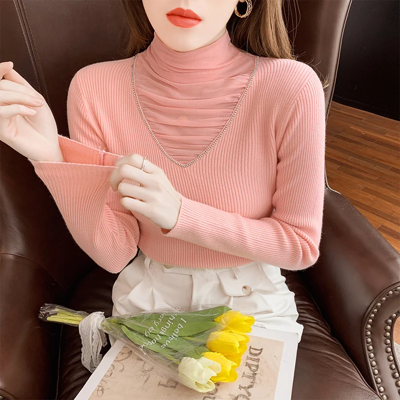 Diamonds Sweater Half Turtleneck Lace Stitching Knit Female Within The Joker The Fall Winter Render Unlined Garment Office Lady
Diamonds Sweater Half Turtleneck Lace Stitching Knit Female Within The Joker The Fall Winter Render Unlined Garment Office Lady