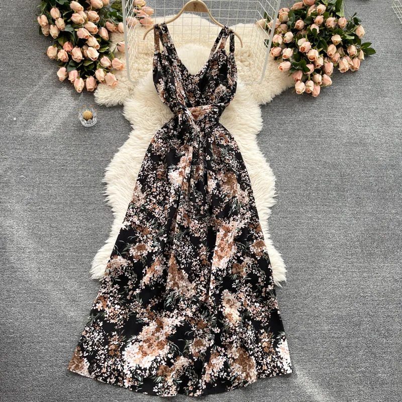 Bohemian Sleeveless Sundress Women's Summer Beach Backless Midi Floral Tunic Long Dresses Ladies Sweet Bandage Vest Dress Mujer 
Bohemian Sleeveless Sundress Women's Summer Beach Backless Midi Floral Tunic Long Dresses Ladies Sweet Bandage Vest Dress Mujer